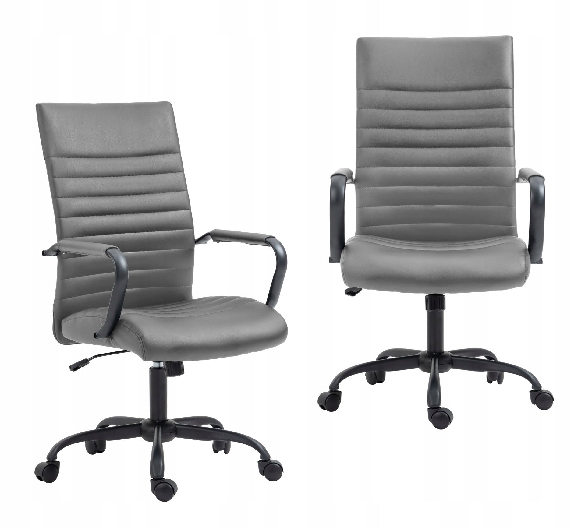 CHAIR Office Chair URAN Grey Faux Leather SWIVEL FOR WORK DESK