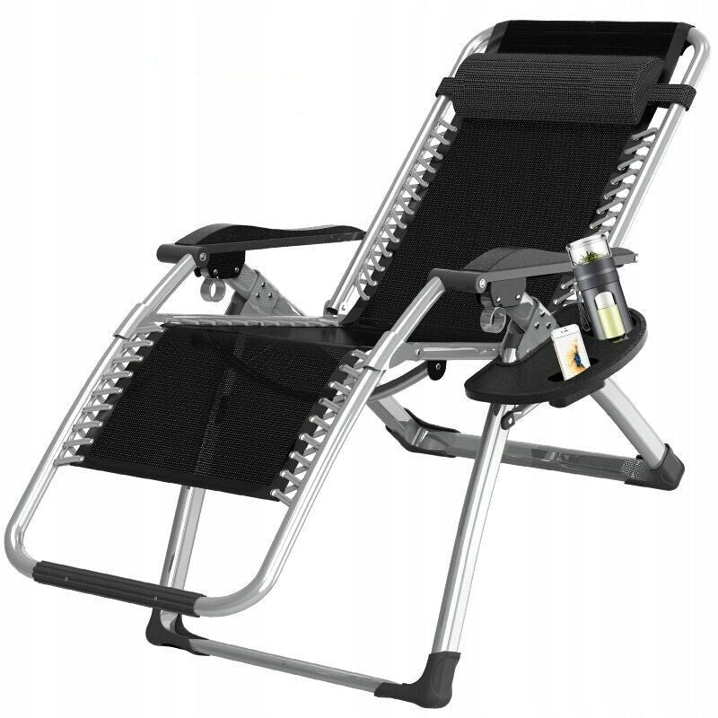 CHAIR ZERO GRAVITY FOLDING GARDEN ARMCHAIR COUCH BEACH CHAIR Color silver