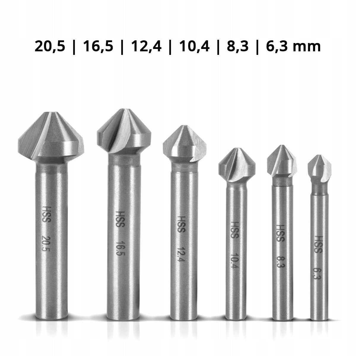 CHAMFERER COUNTERSINK FOR METAL DRILL CUTTERS SET OF 6PCS Packaging status original