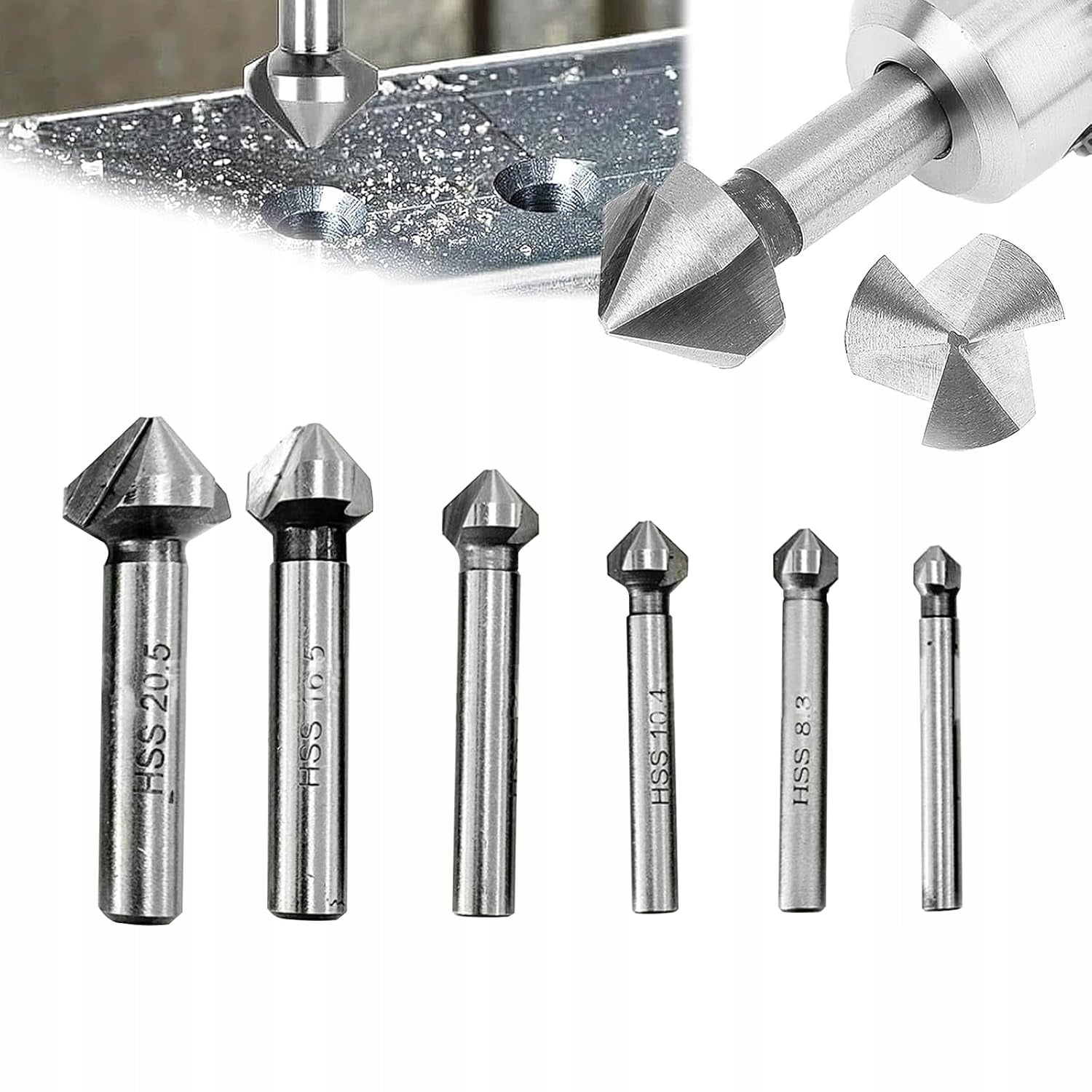 CHAMFERER COUNTERSINK FOR METAL DRILL CUTTERS SET OF 6PCS