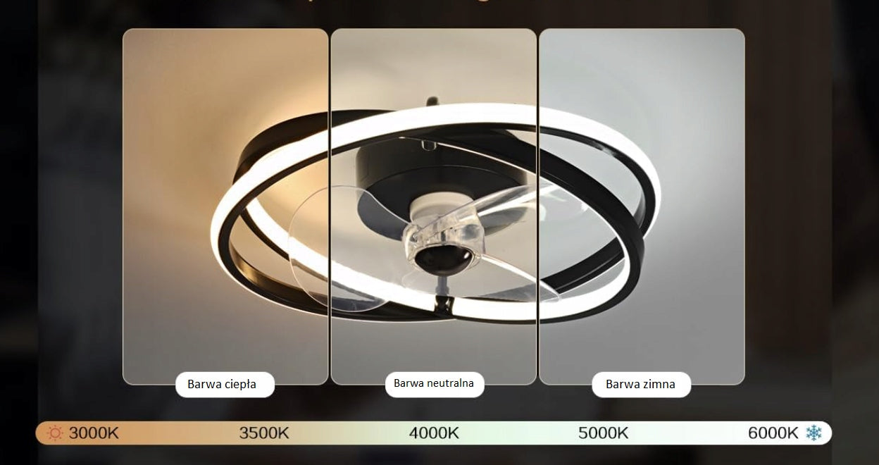 CHANDELIER CEILING FAN LAMP RING 50 CM PLAFOND WINDMILL 38 W Black Model lampa z wentylatorem