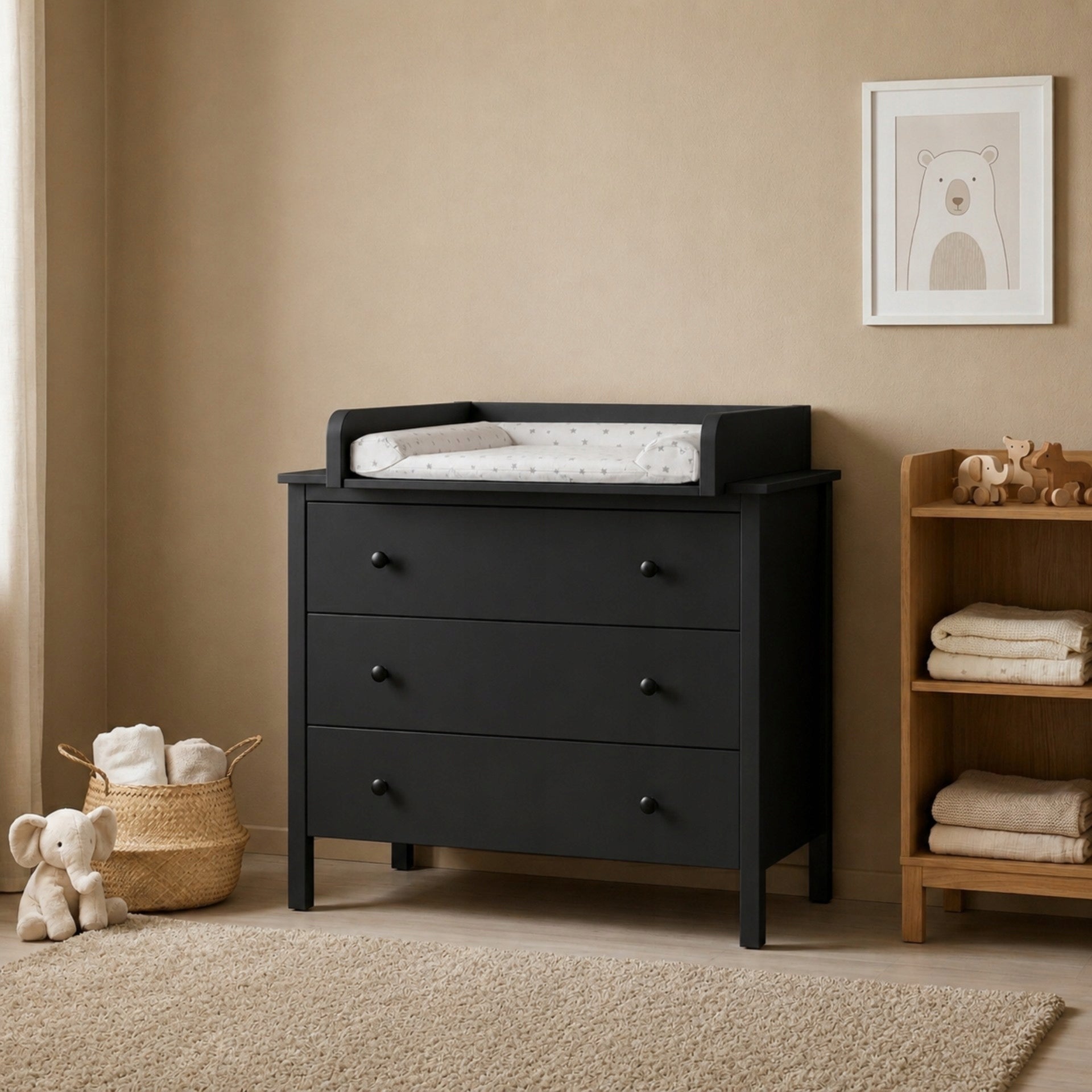 CHANGING TABLE COVER FOR EACH CHEST OF DRAWERS BLACK UNIVERSAL 50X70 FOR MALM HEMNES Manufacturer code PK 53 WHITE-WHITE