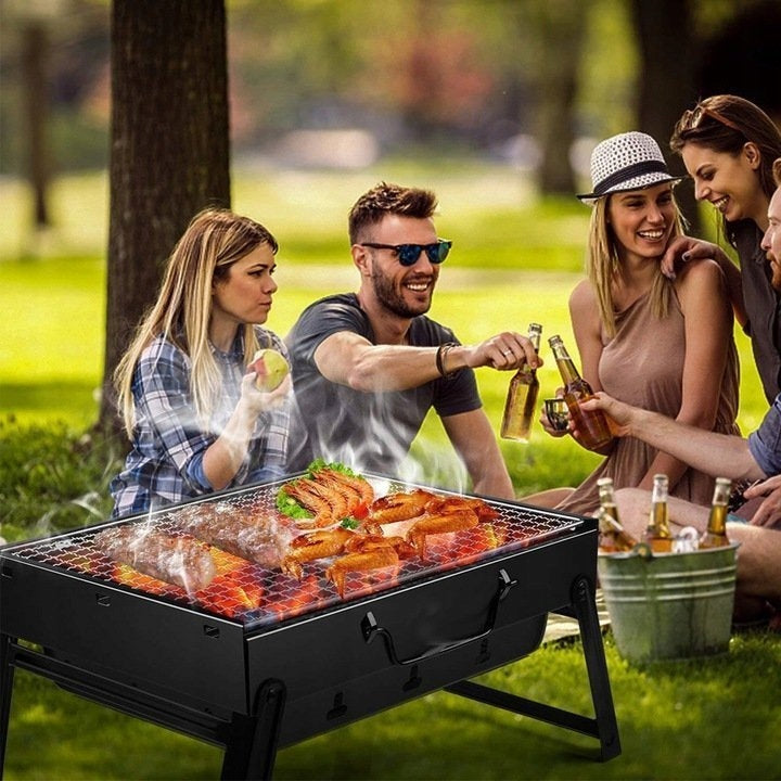 CHARCOAL GARDEN GRILL FOLDING IN SUITCASE PORTABLE BBQ SUITCASE Grate length 29 cm