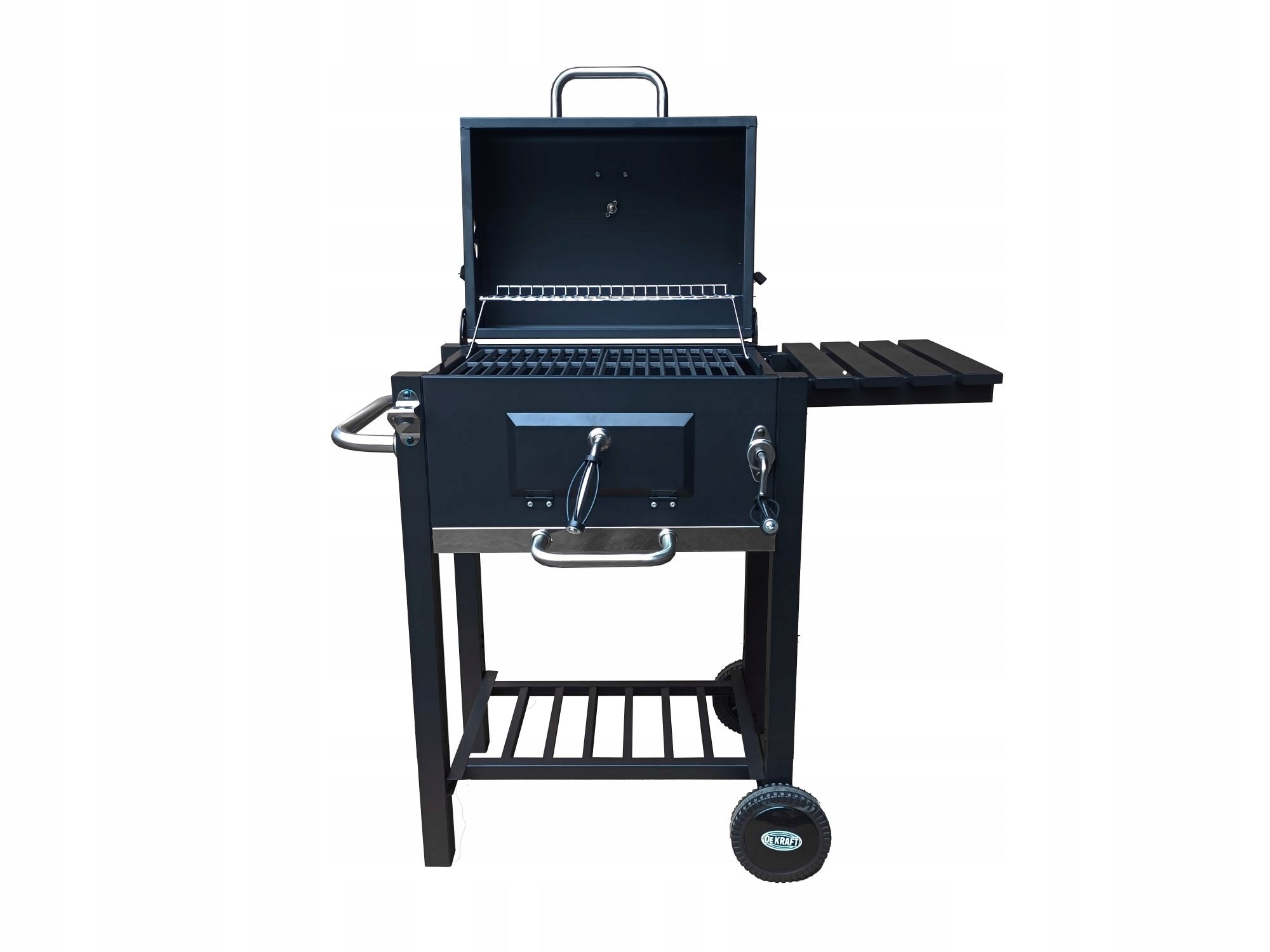 CHARCOAL GARDEN GRILL LARGE CAST IRON GRATE WITH LID + ASHTRAY THERMOMETER Grate length 30 cm