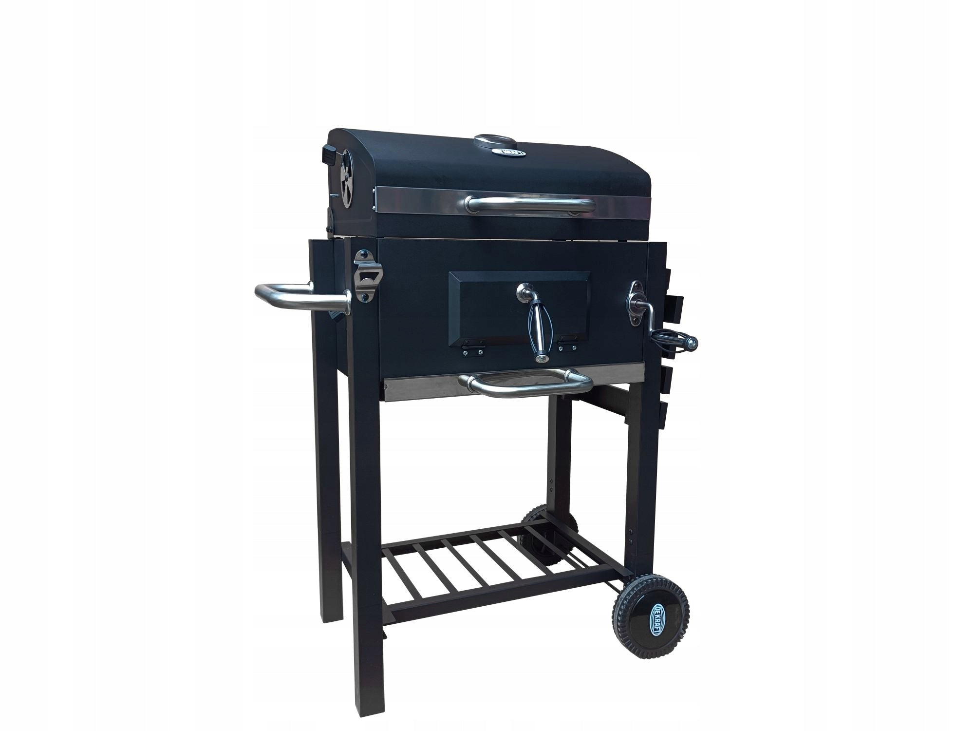 CHARCOAL GARDEN GRILL LARGE CAST IRON GRATE WITH LID + ASHTRAY THERMOMETER Manufacturer DEKRAFT