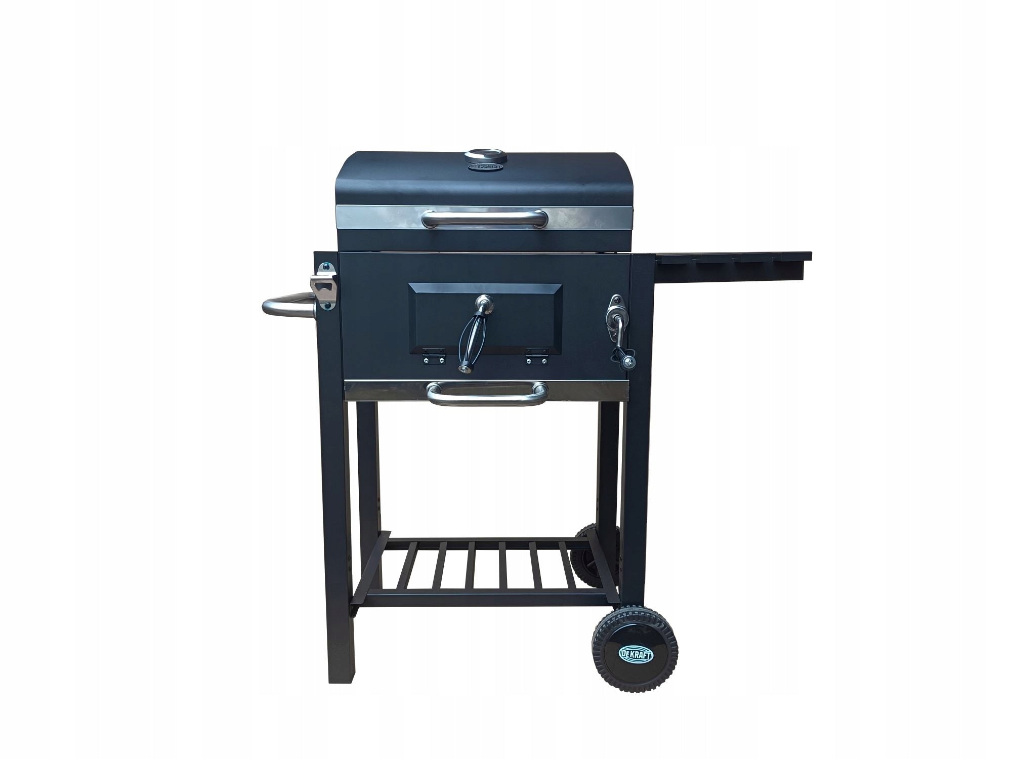 CHARCOAL GARDEN GRILL LARGE CAST IRON GRATE WITH LID + ASHTRAY THERMOMETER Packaging status original
