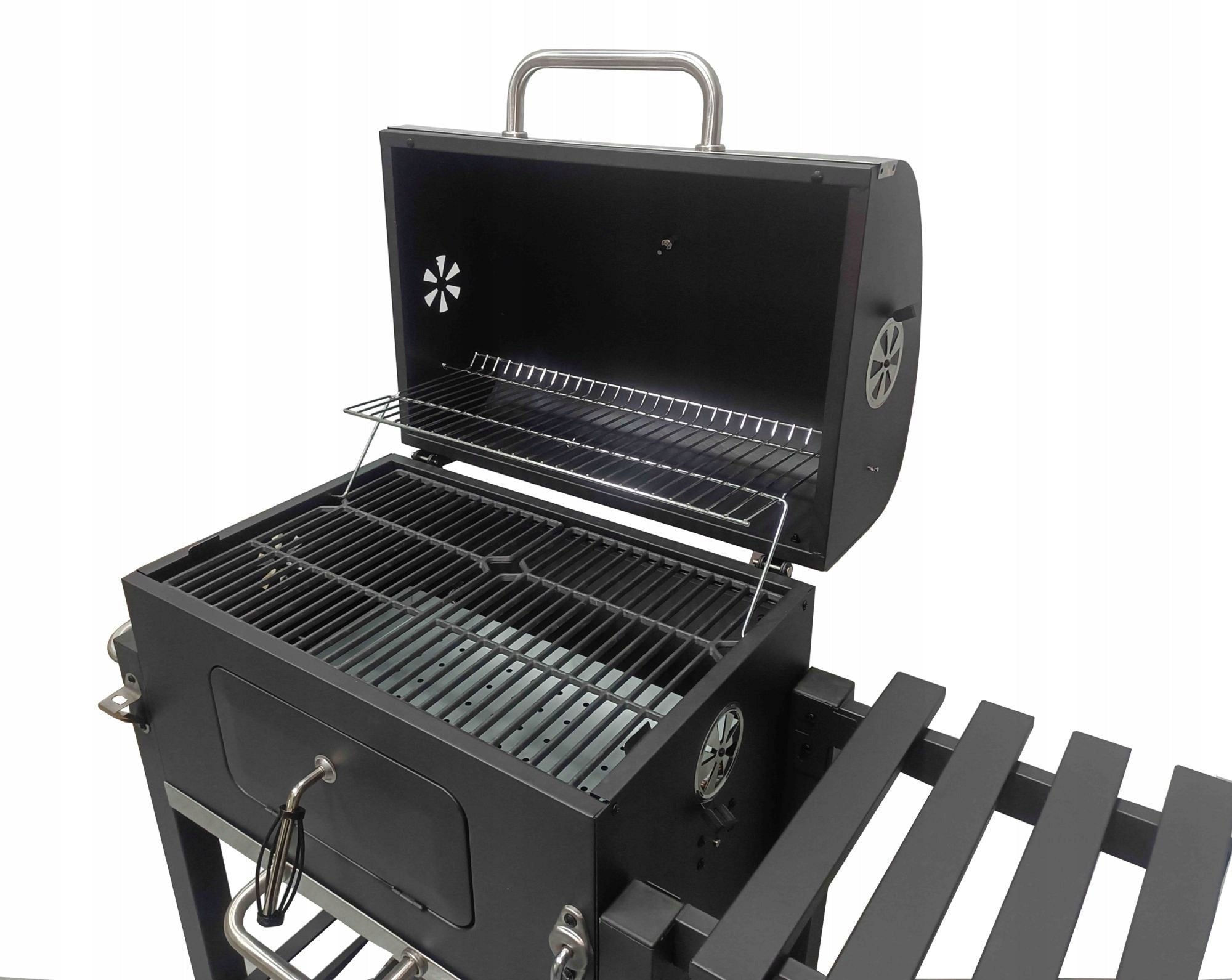 CHARCOAL GARDEN GRILL LARGE CAST IRON GRATE WITH LID + THERMOMETER COVER Manufacturer no brand