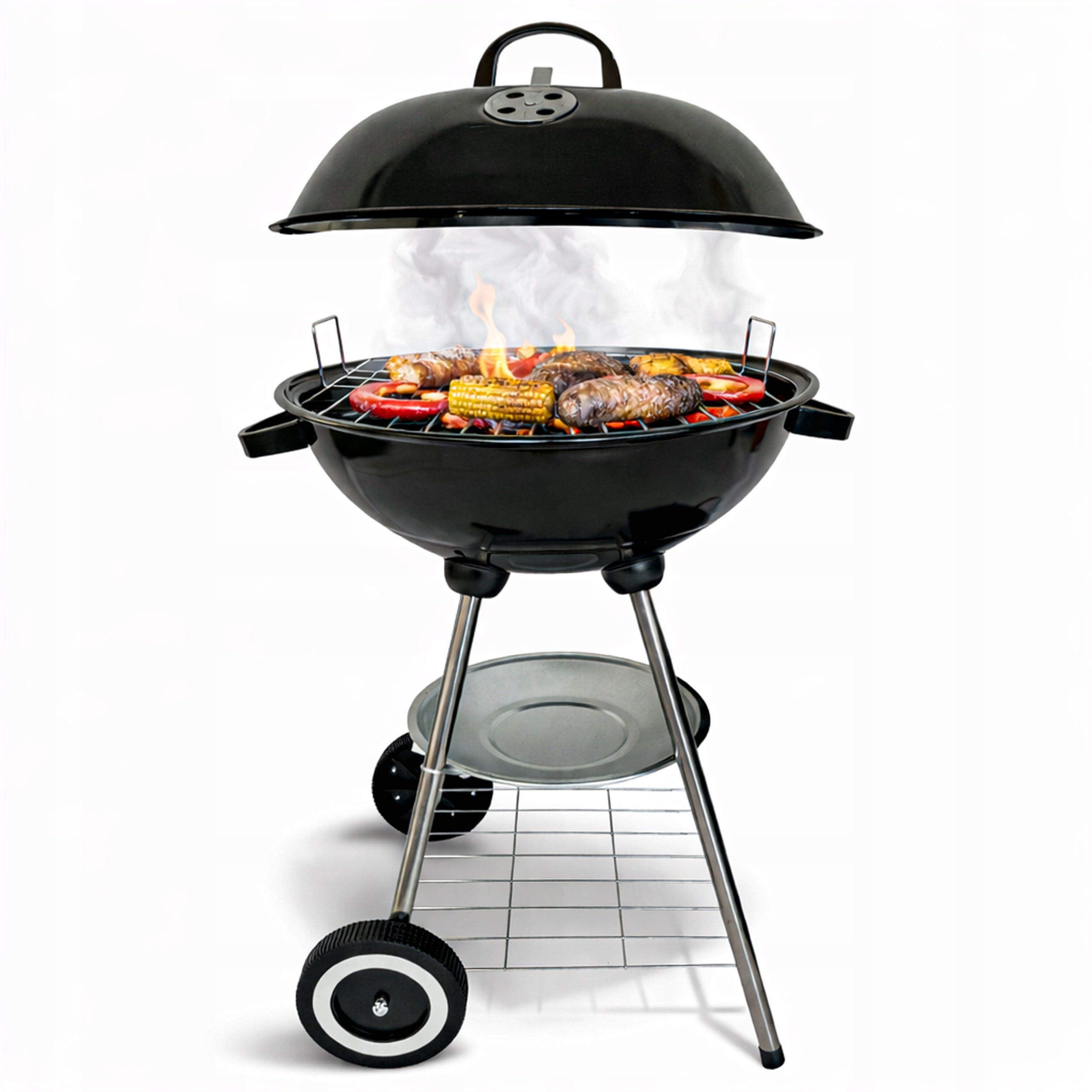 CHARCOAL GARDEN GRILL ROUND PORTABLE GRATE COVER BBQ