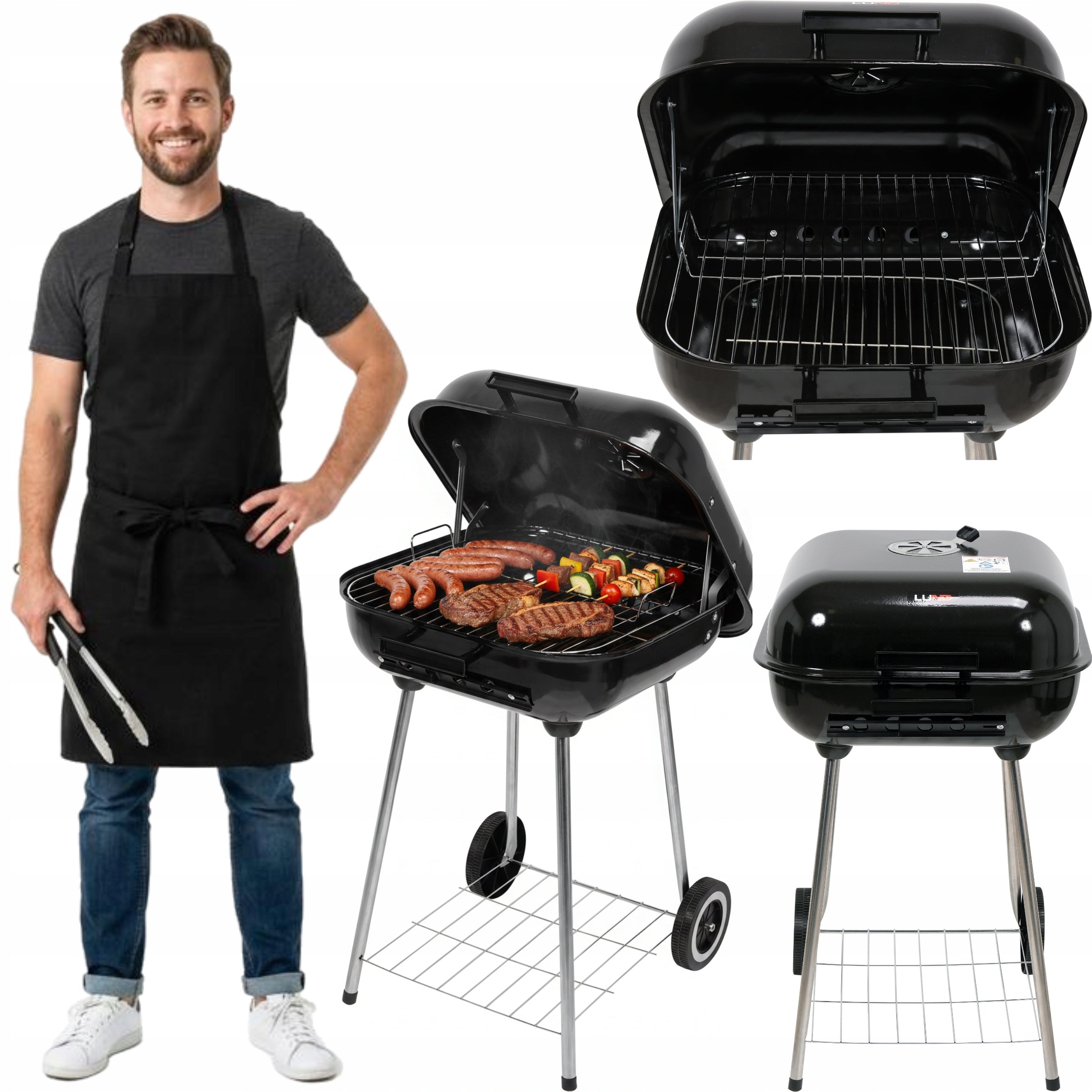 CHARCOAL GARDEN GRILL WITH COVER GRATE 45x40cm CIRCLES COVER LUND