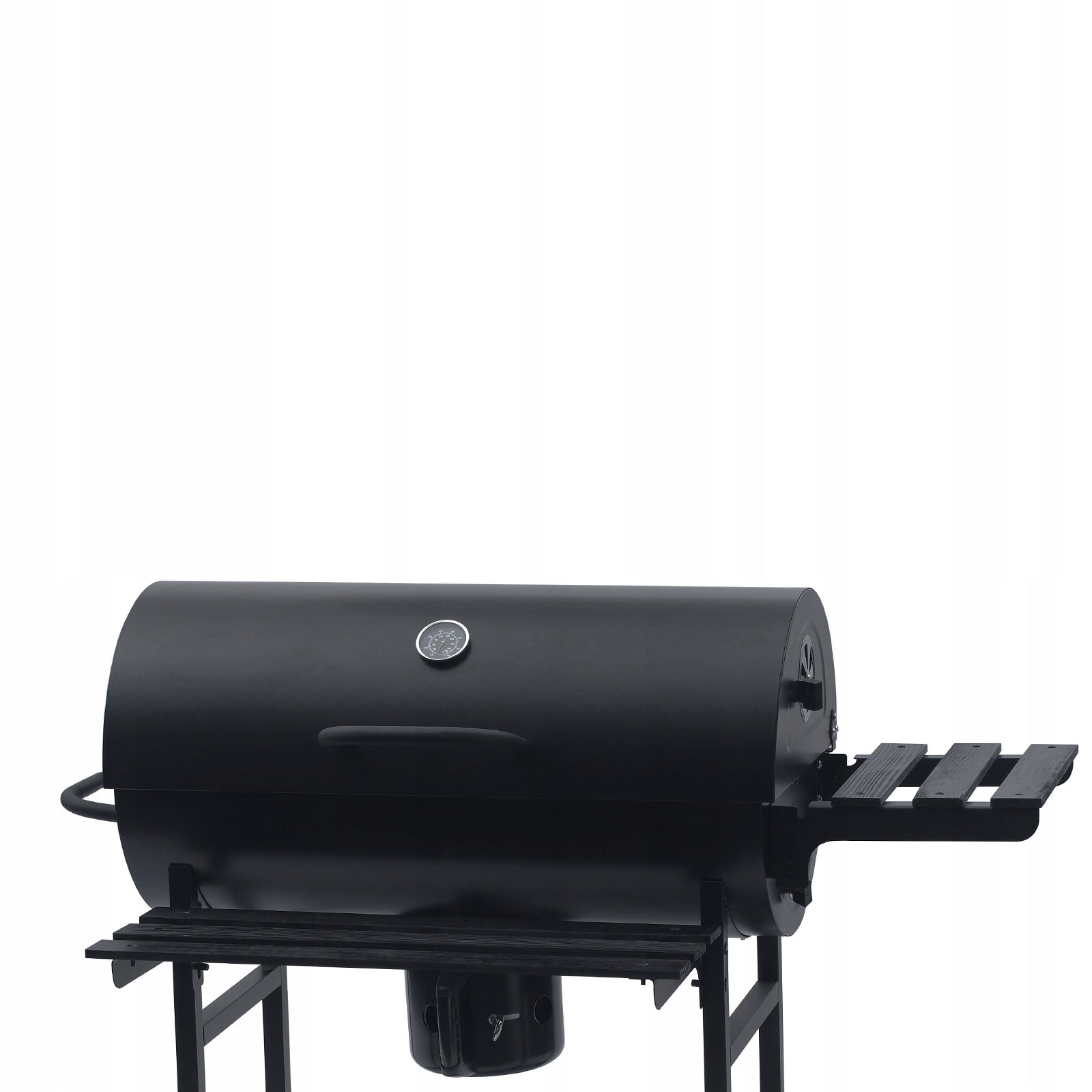 CHARCOAL GARDEN GRILL WITH LID LARGE WITH SHELVES ASHTRAY BLACK GRAND Grate length 70 cm