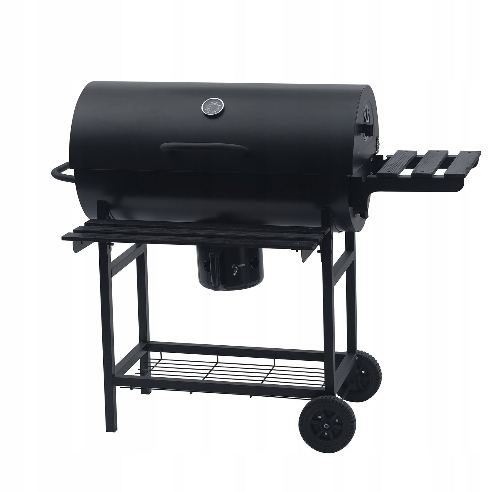 CHARCOAL GARDEN GRILL WITH LID LARGE WITH SHELVES ASHTRAY BLACK GRAND Grill height 95 cm