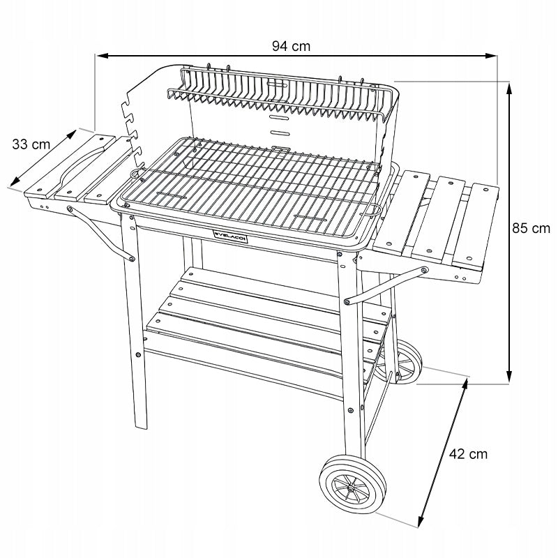CHARCOAL GRILL BLACK FOR GARDEN LARGE GRATE STEEL CIRCLES + CHICKEN SPIT Manufacturer code VL06-RS-BLACK