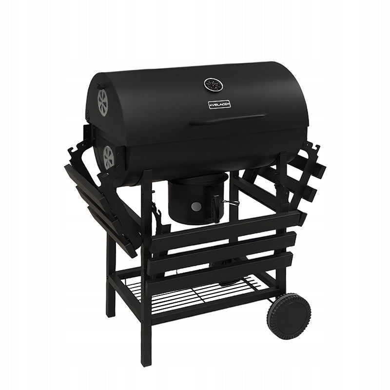 CHARCOAL GRILL GARDEN BARREL LARGE LOCKABLE 2 GRATES ASHTRAY 3 GRILL TOPS Grate length 55.5 cm