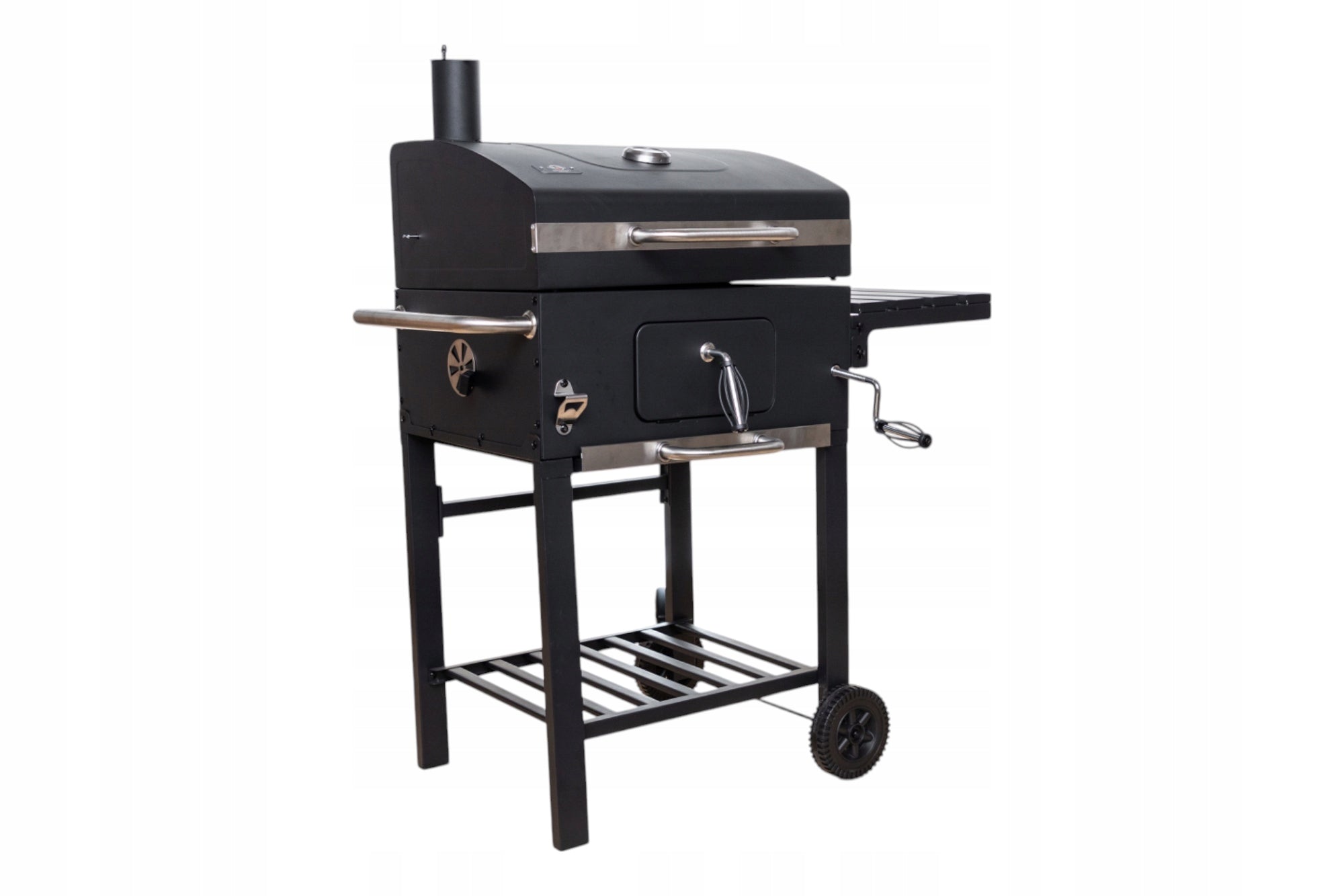 CHARCOAL GRILL GARDEN CAST IRON GRATE LOCKABLE CHIMNEY WITH THERMOMETER ASHTRAY Manufacturer no brand