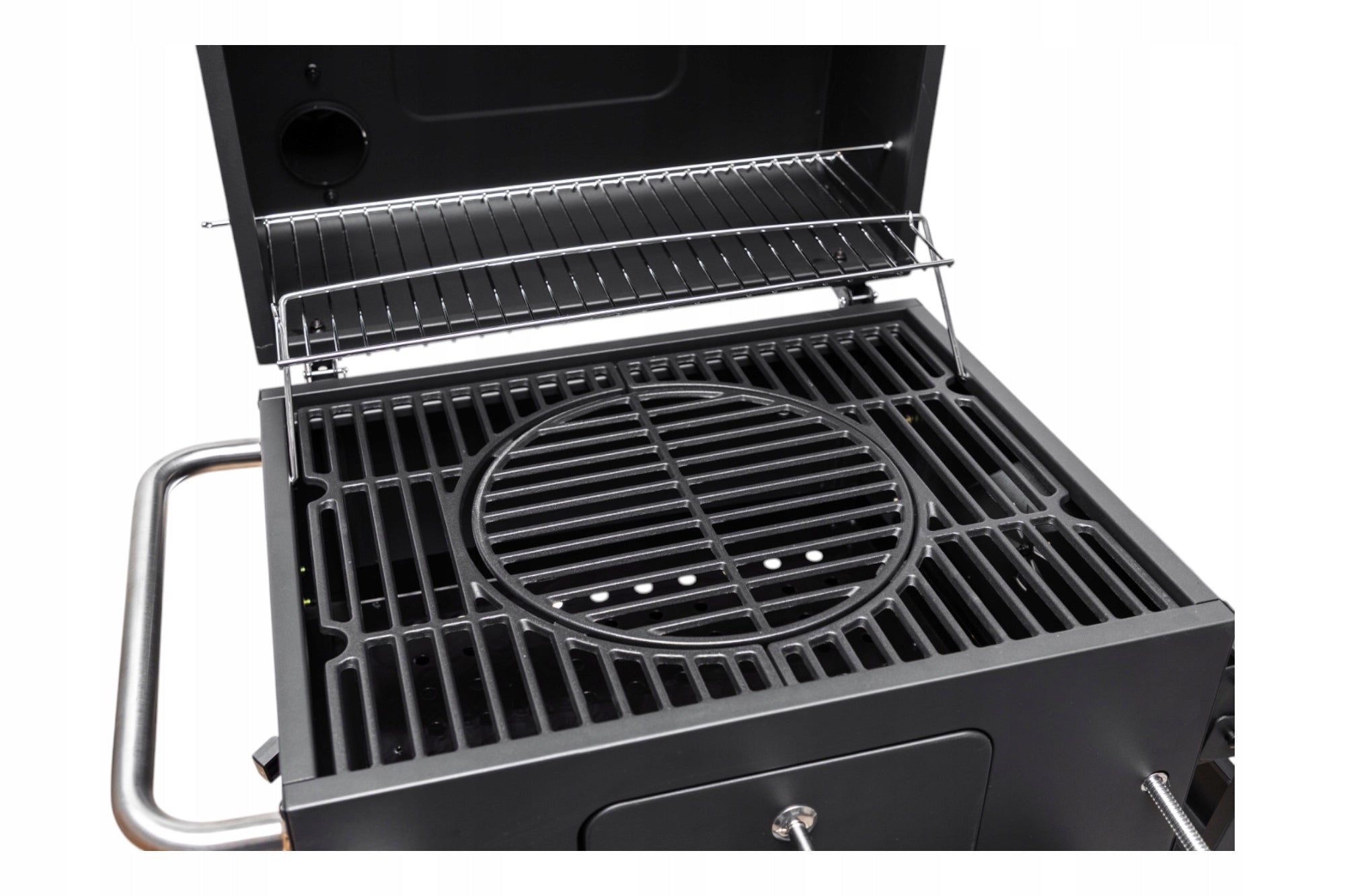 CHARCOAL GRILL GARDEN CHIMNEY CAST IRON GRATE WITH THERMOMETER ASHTRAY Manufacturer no brand