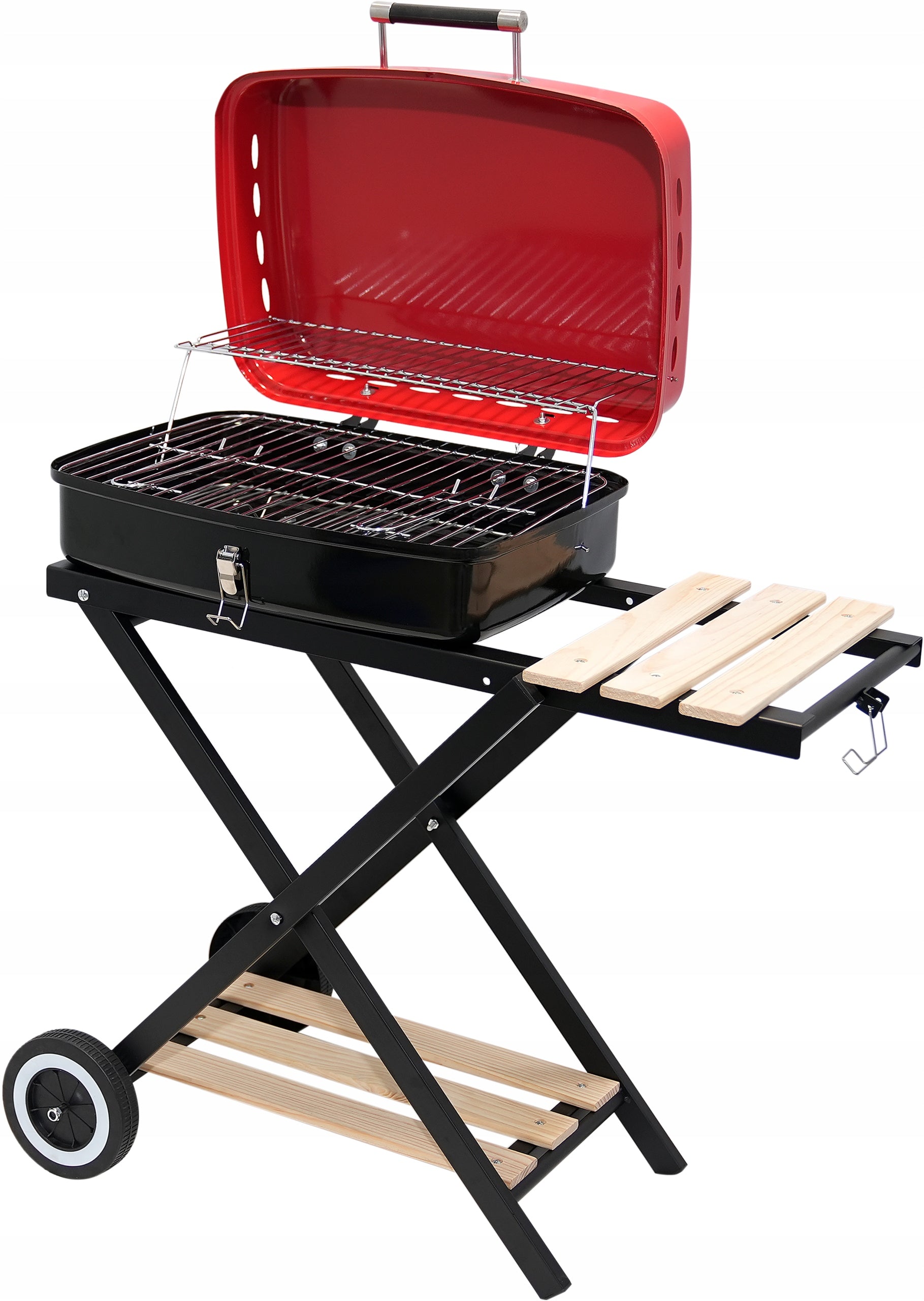 CHARCOAL GRILL GARDEN FOLDING PORTABLE 45x33,5cm CHROME GRATE LUND Grill height 72 cm