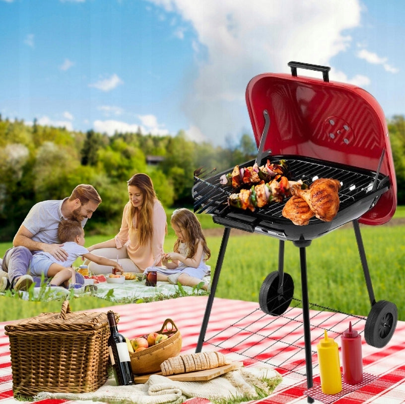 CHARCOAL GRILL GARDEN GRATE 43,5x43,5cm CIRCLES WITH COVER PORTABLE COVER Grate width 43.5 cm