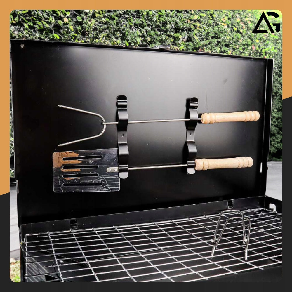 CHARCOAL GRILL GARDEN HIKING SUITCASE PORTABLE FOLDING BBQ ACCESSORIES Grill depth 26 cm