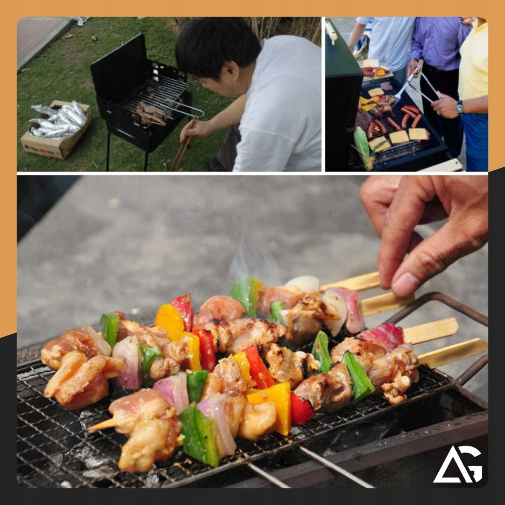 CHARCOAL GRILL GARDEN HIKING SUITCASE PORTABLE FOLDING BBQ ACCESSORIES Manufacturer code + POKRYWA SZTUĆCE RUSZT Z UCHWYTEM KEMPINGOWY
