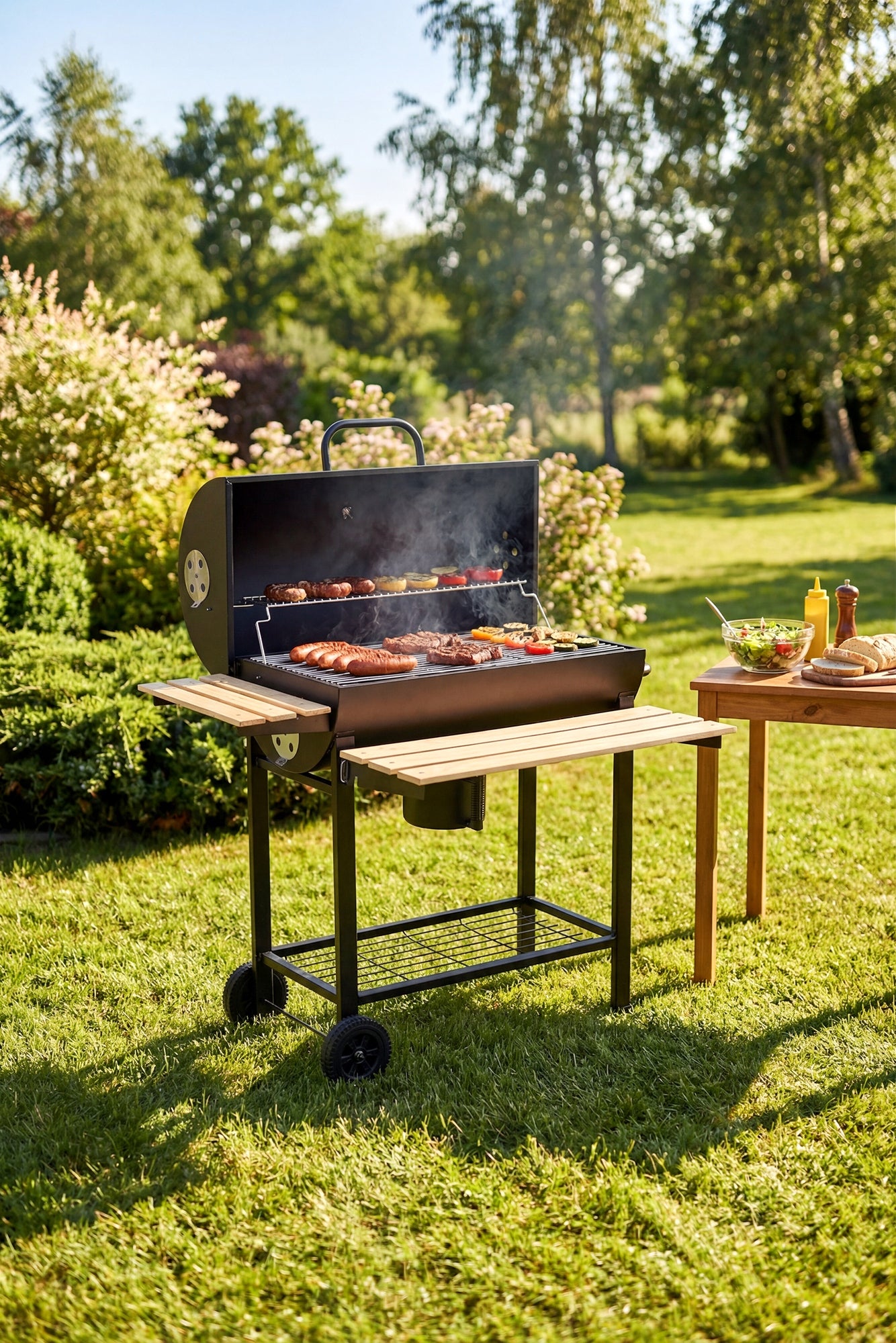 CHARCOAL GRILL Garden Barrel GRÖNER thermometer GRATE XXXL 71x37cm +FREEBIES Grate length 71 cm