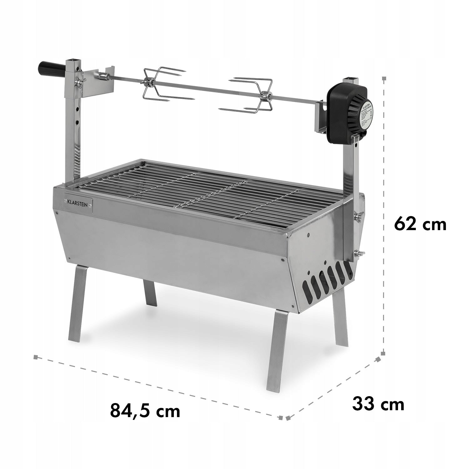 CHARCOAL GRILL KLARSTEIN SPIT FOR BAKING ROTARY PIGLET 4W MAX 12 KG Grill width 84.5 cm