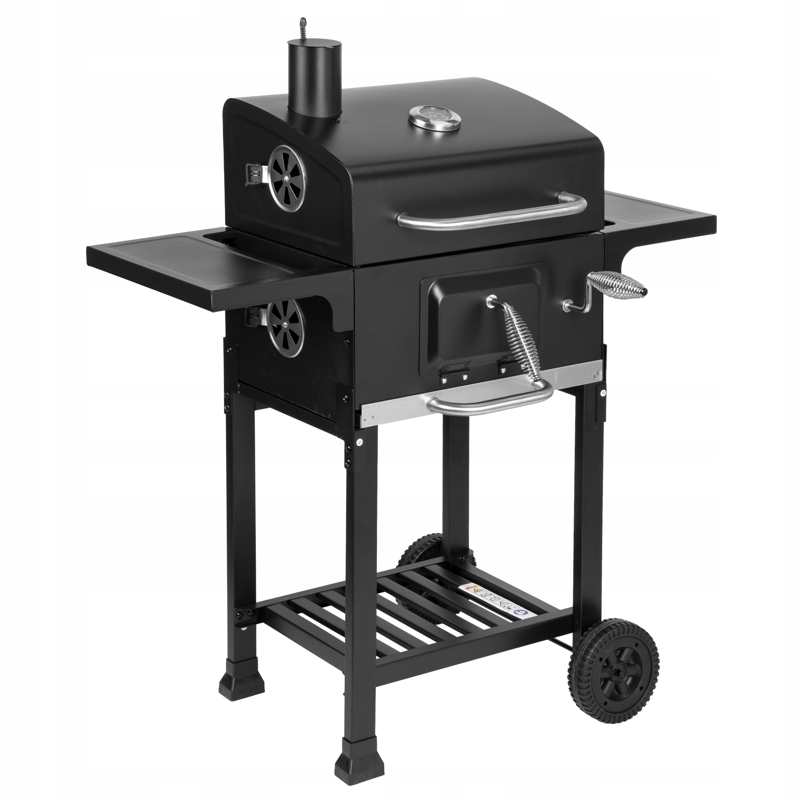 CHARCOAL GRILL LARGE CAST IRON GARDEN GRATE WITH ASHTRAY COVER + THERMOMETER Grill width 88 cm