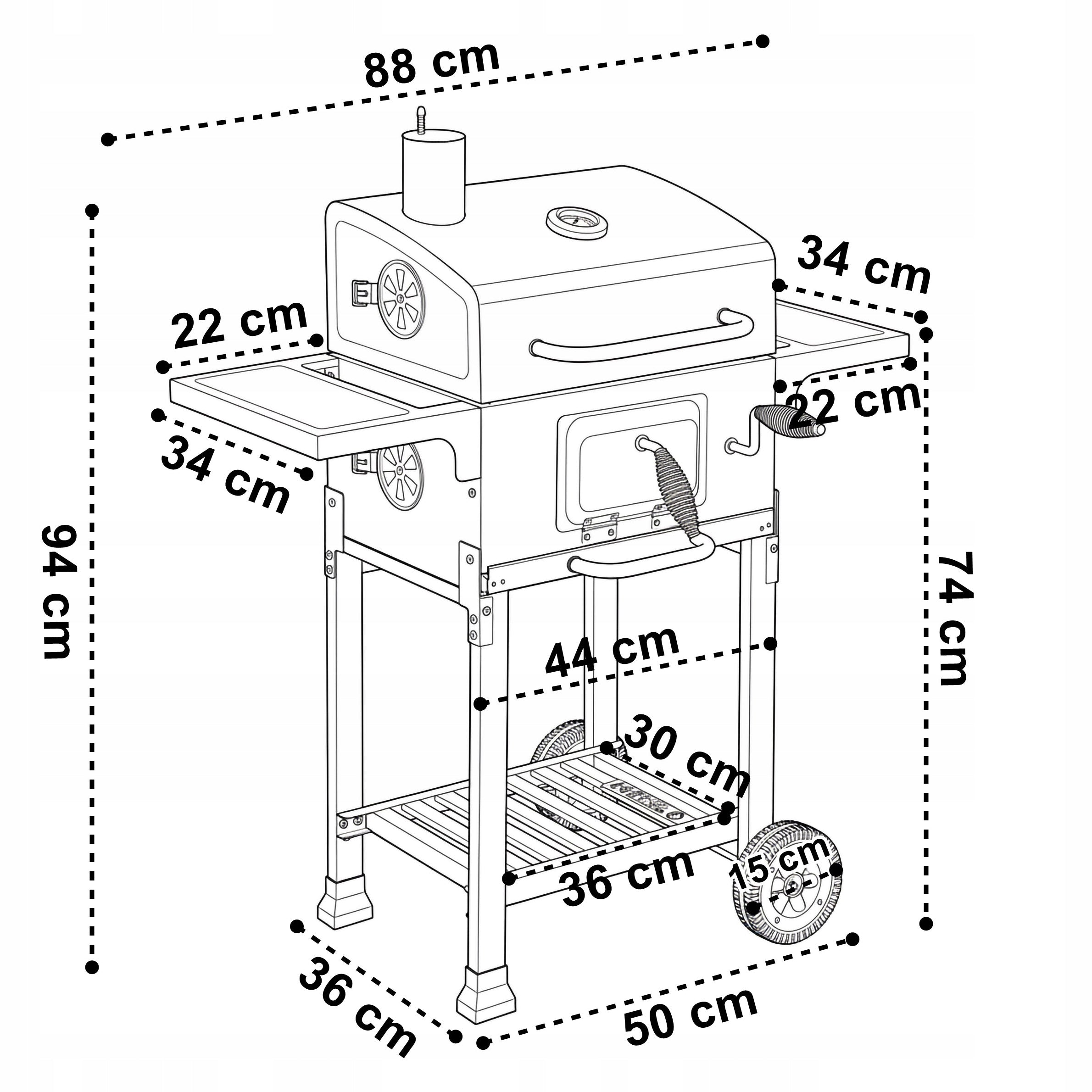 CHARCOAL GRILL LARGE CAST IRON GARDEN GRATE WITH ASHTRAY COVER + THERMOMETER Manufacturer Gockowiak