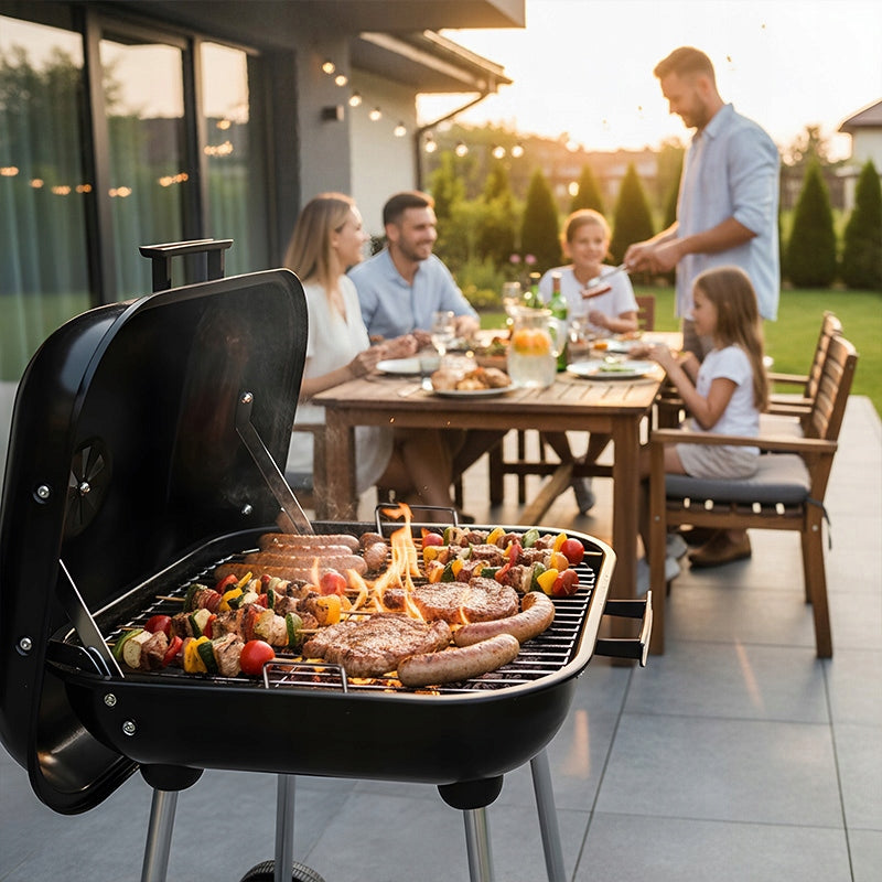 CHARCOAL GRILL LOCKABLE GARDEN WITH CASTER COVER PORTABLE BLACK GRIL BBQ Manufacturer code VL05 CZARNY