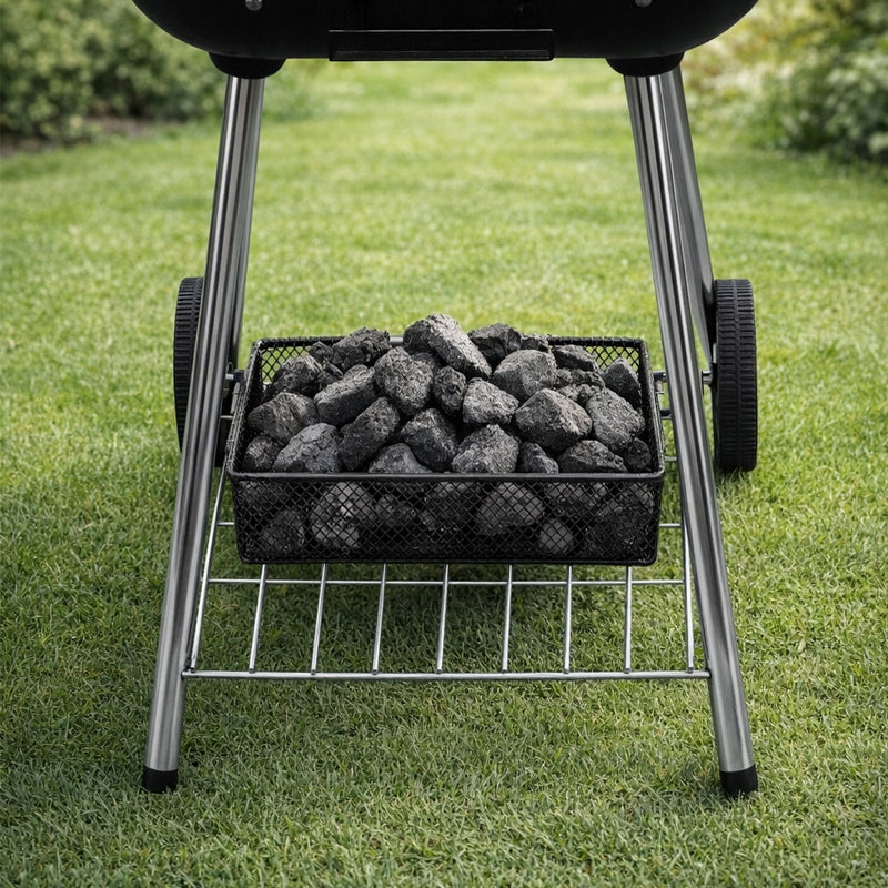 CHARCOAL GRILL LOCKABLE GARDEN WITH CASTER COVER PORTABLE BLACK GRIL BBQ Type portable