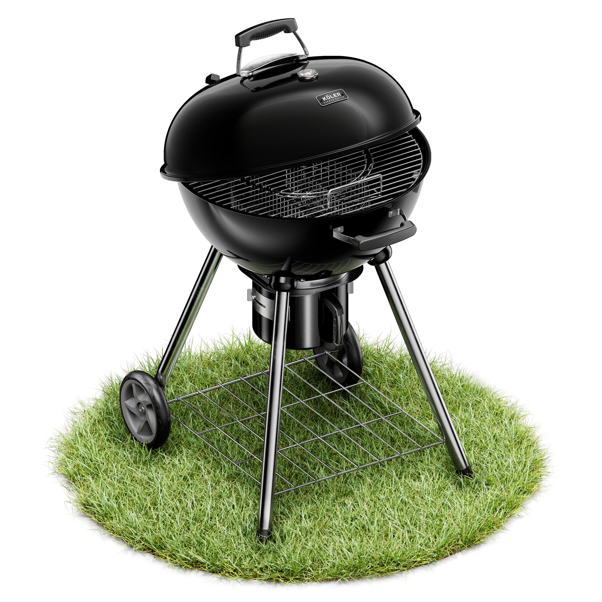 CHARCOAL GRILL ROUND GARDEN ENAMEL KOLER EMBER C1 THERMOMETER COVER 54cm