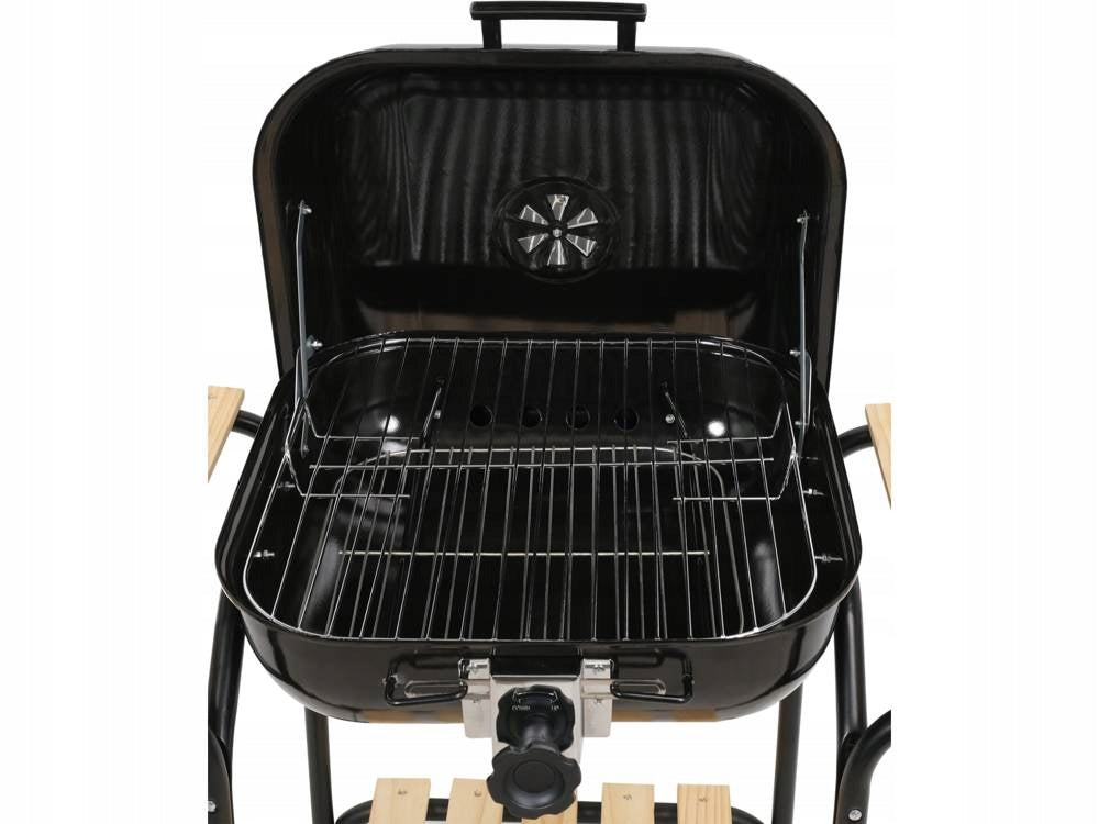 CHARCOAL GRILL WITH GARDEN COVER LARGE CHROME WITH ADJUSTABLE SHELF GRATE Grill height 84 cm