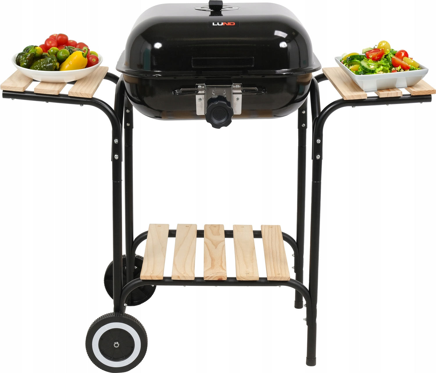 CHARCOAL GRILL WITH GARDEN COVER LARGE CHROME WITH ADJUSTABLE SHELF GRATE