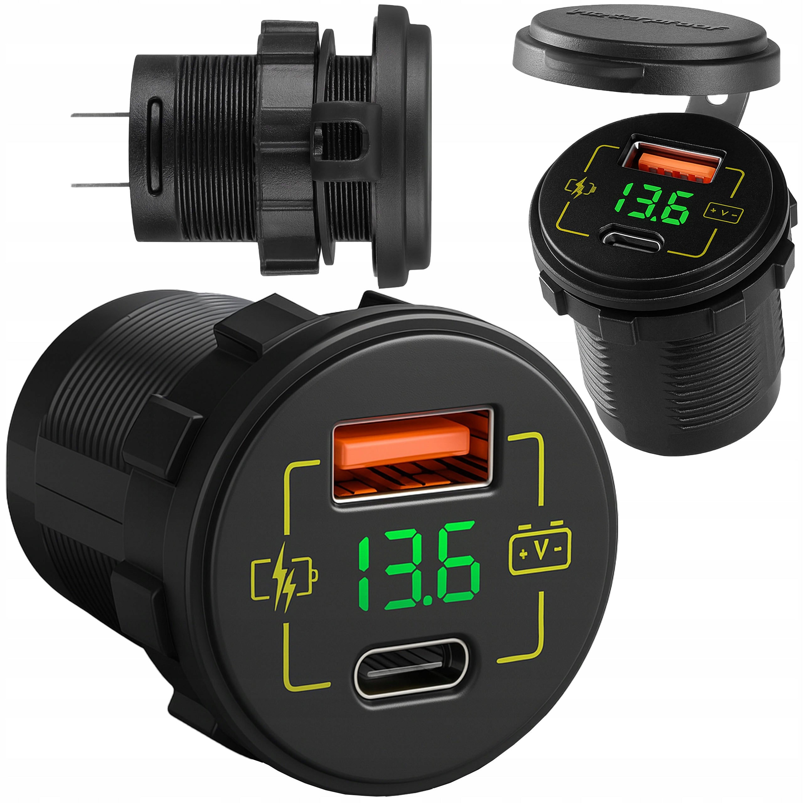 CHARGER FOR CAR MOTORCYCLE BOAT USB USB-C 3,4A HERMETIC 12V 24V