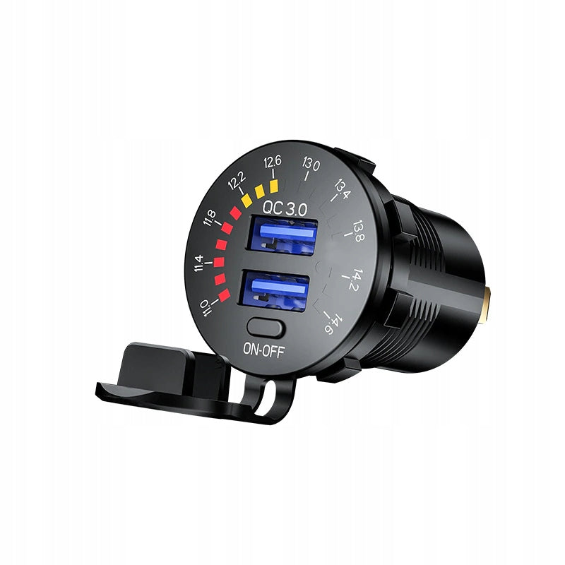 CHARGER VOLTMETER CAR PANEL 2x USB QC3.0 3A FAST CHARGING Manufacturer code Panel z woltomierzem 2xUSB QC3.0 V4
