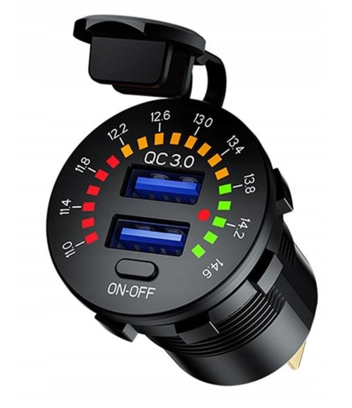 CHARGER VOLTMETER CAR PANEL 2x USB QC3.0 3A FAST CHARGING