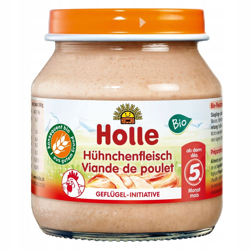 CHICKEN MEAT WITHOUT ADDED SUGARS GLUTEN FREE BIO 125 g (JAR) - HOLLE EAN (GTIN) 7640104952695