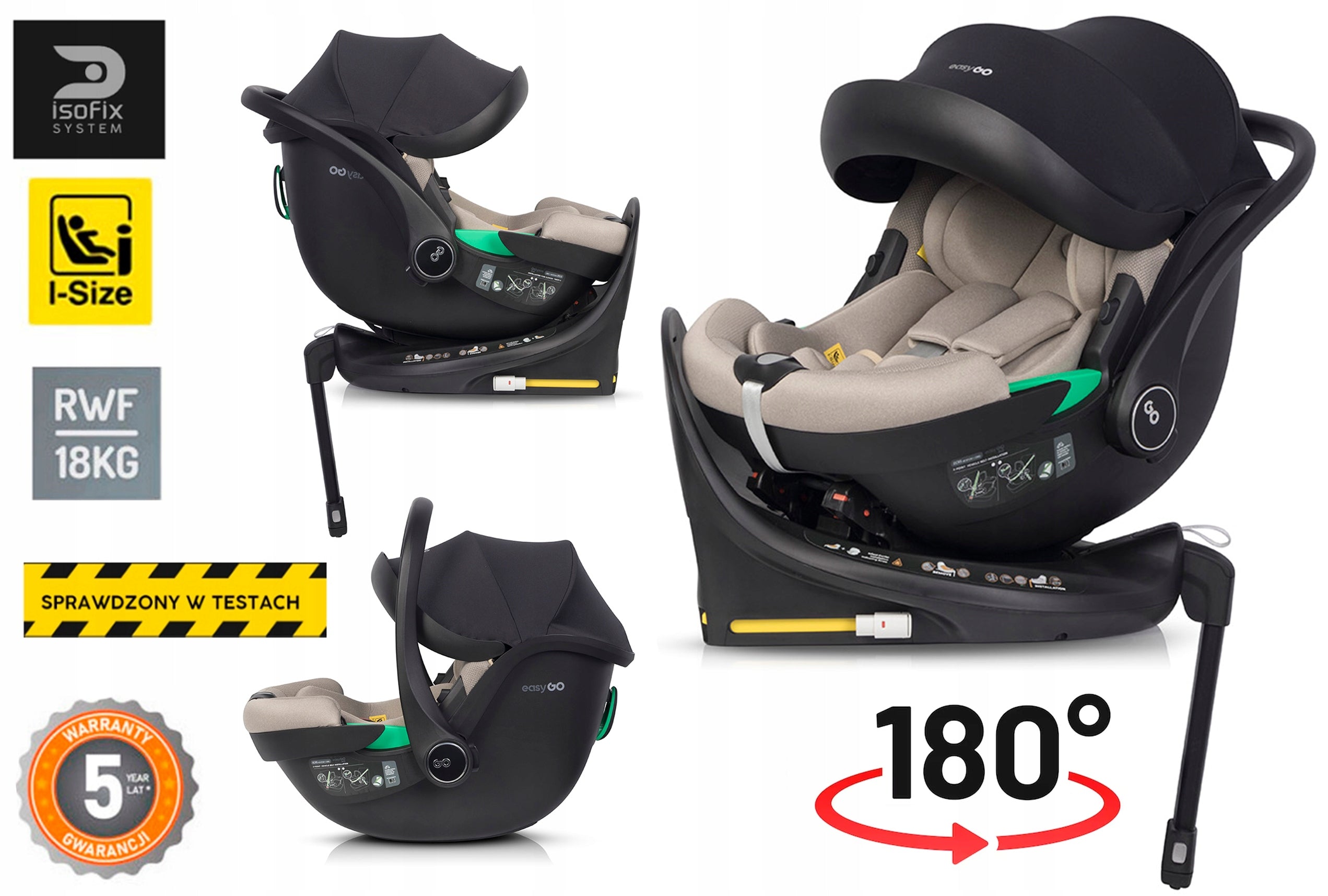 CHILD CAR SEAT SWIVEL BASE ISOFIX I-SIZE 0-13 KG 0-87CM Packaging status original