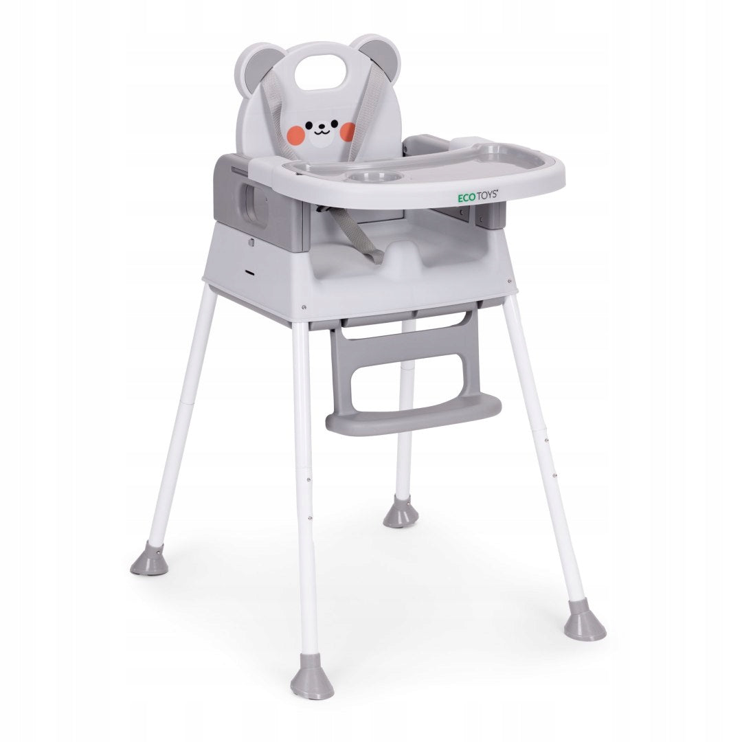 CHILD FEEDING CHAIR 3in1 double tray 5-point belts W Manufacturer code Krzesełko szare karmienia niemowląt dzieci
