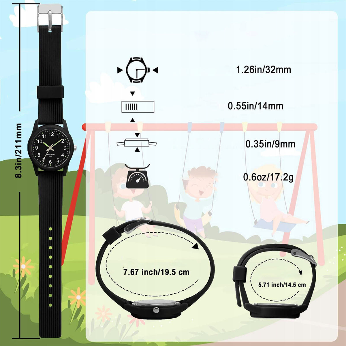 CHILDREN'S ANALOG WATCH WATERPROOF BACKLIT DIAL Brand no brand