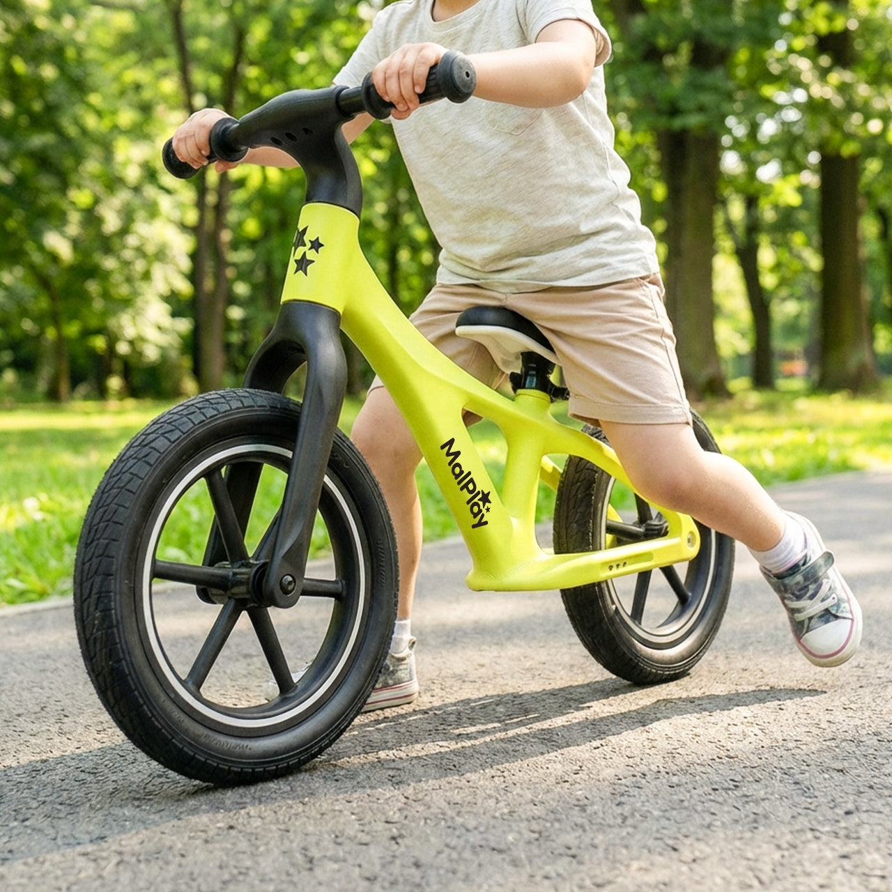 CHILDREN'S BALANCE BIKE FOR CHILDREN 2+ WHEELS 12" PU LIGHT 3,4KG NYLU LEMON Kid's age 2+ years