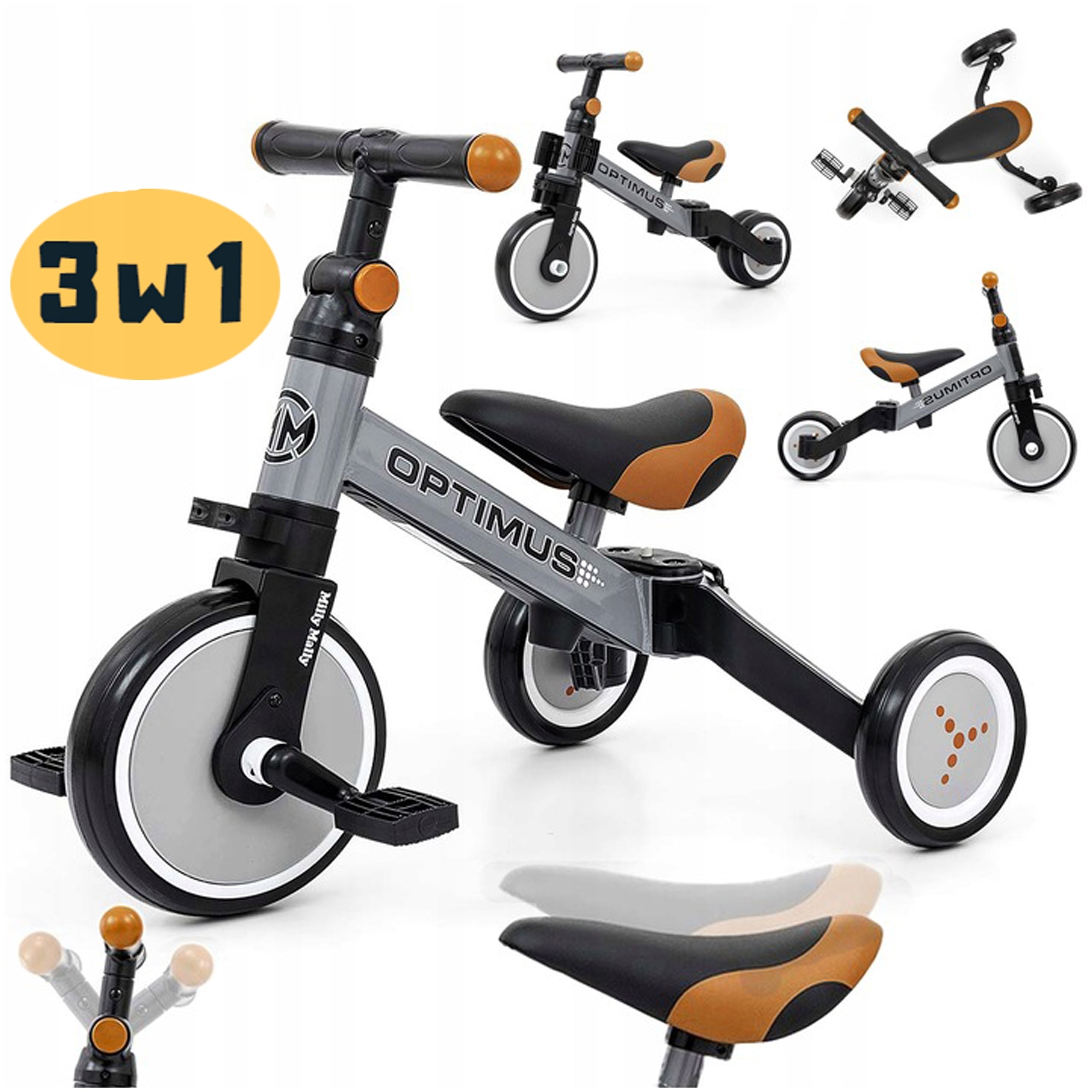 CHILDREN'S BALANCE BIKE TRICYCLE RIDE OPTIMUS 4in1 0-25 KG ADJUSTABLE