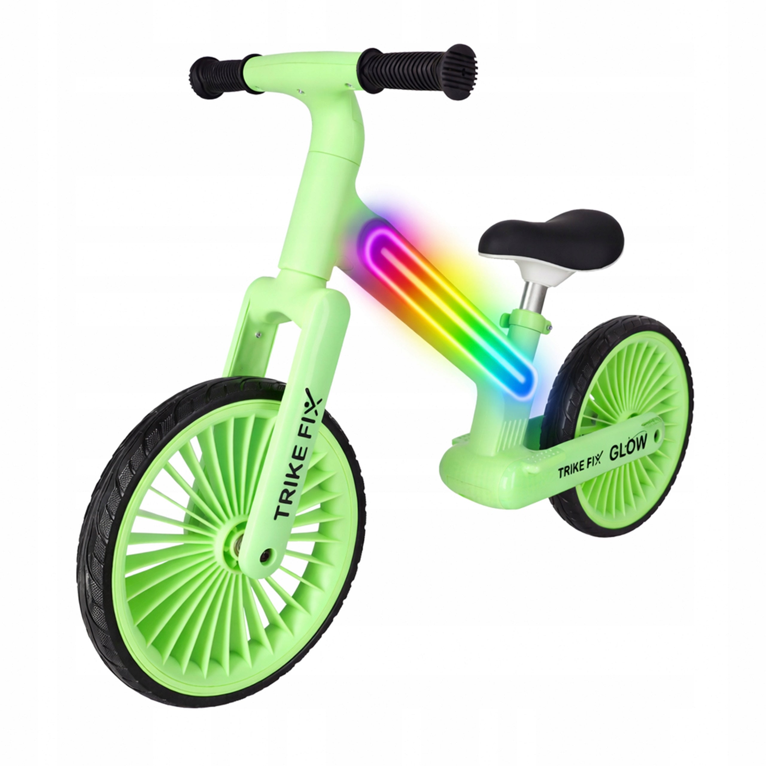 CHILDREN'S BALANCE BIKE TRIKE FIX GLOW LIGHTWEIGHT LED FRAME ADJUSTABLE NEON Color green