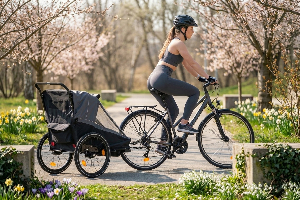 CHILDREN'S BICYCLE TRAILER FOR BIKE TRAIL STROLLER JOGGER PREMIUM Manufacturer code koła koło 360 na zakupy