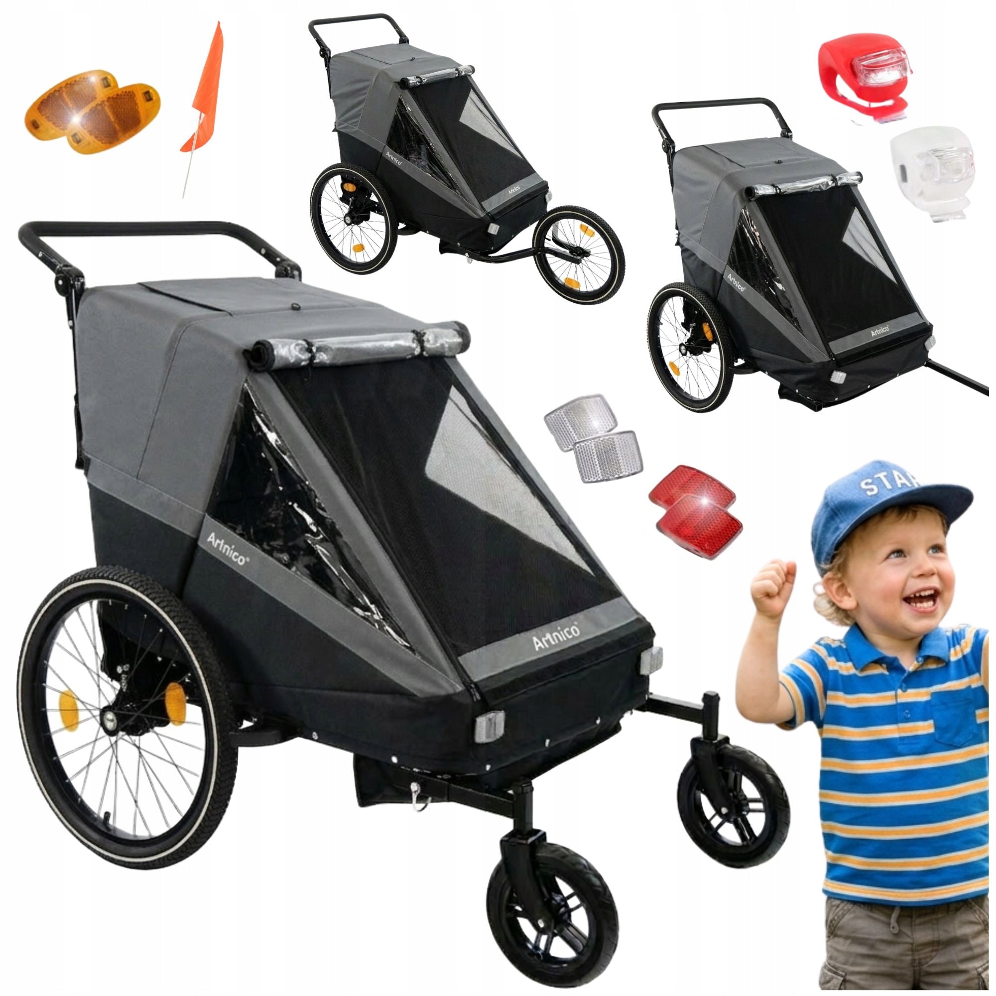 CHILDREN'S BICYCLE TRAILER FOR BIKE TRAIL STROLLER JOGGER PREMIUM