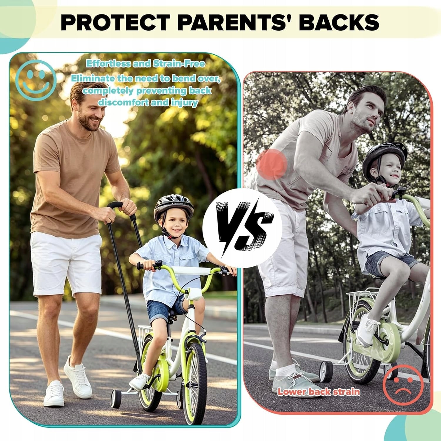 CHILDREN'S BIKE LEARNING BAR ADJUSTABLE HANDLE 50-69 cm Model Drążek do nauki jazdy na rowerze