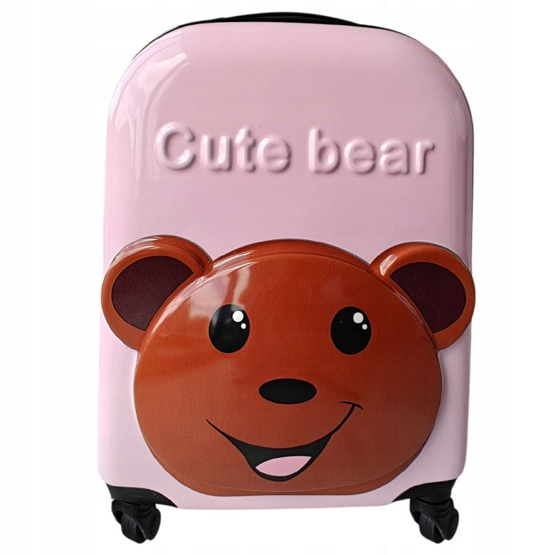 CHILDREN'S CABIN SUITCASE - ON WHEELS - ABS - PINK WITH TEDDY BEAR - 22x31 CM Brand Ecarla