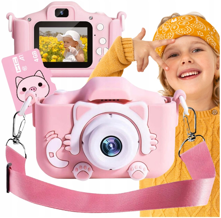 CHILDREN'S CAMERA DIGITAL + 4GB card pink baby kitten