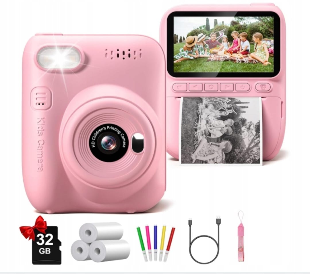 CHILDREN'S CAMERA DIGITAL INSTANT PINK + 3 ROLLS Packaging status original