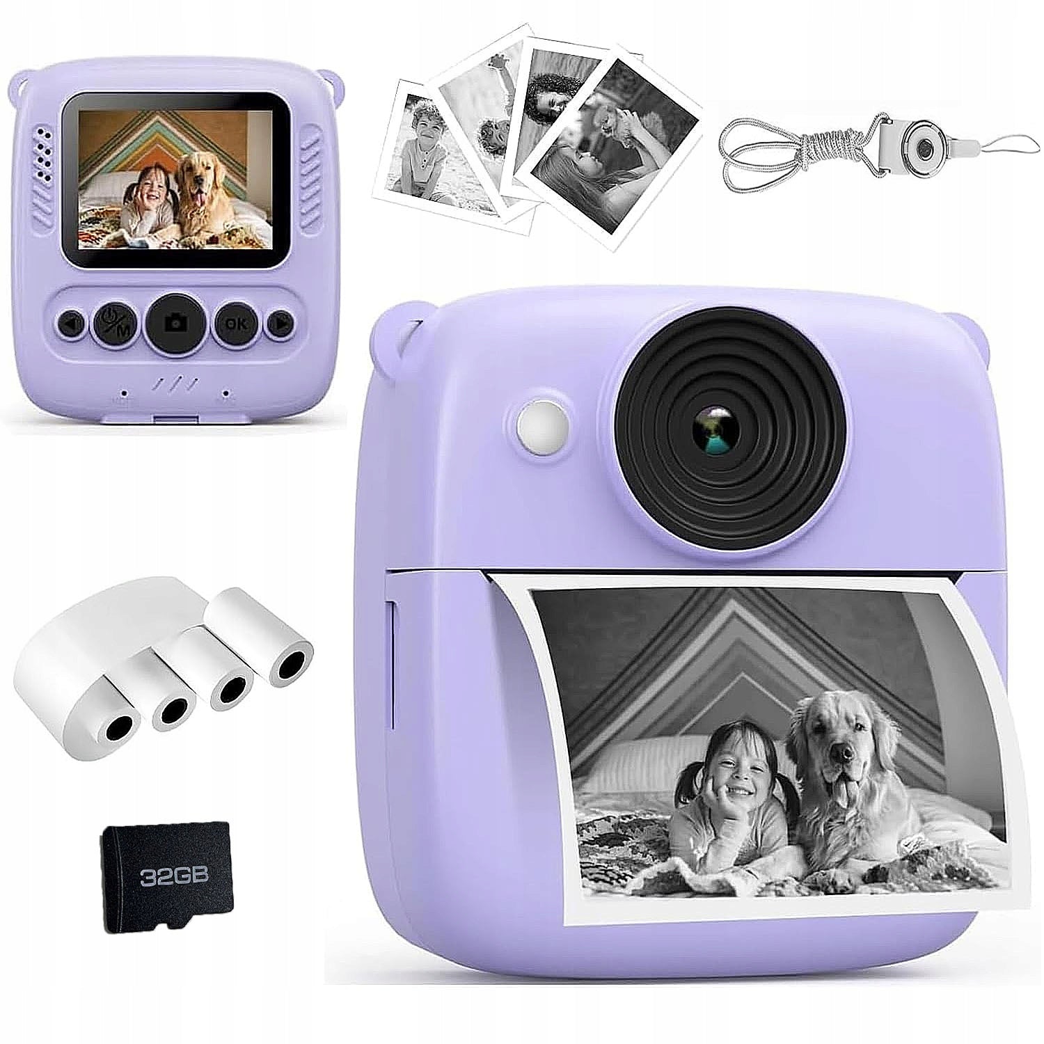 CHILDREN'S CAMERA DIGITAL INSTANT WITH PRINTER+ 4 ROLLS