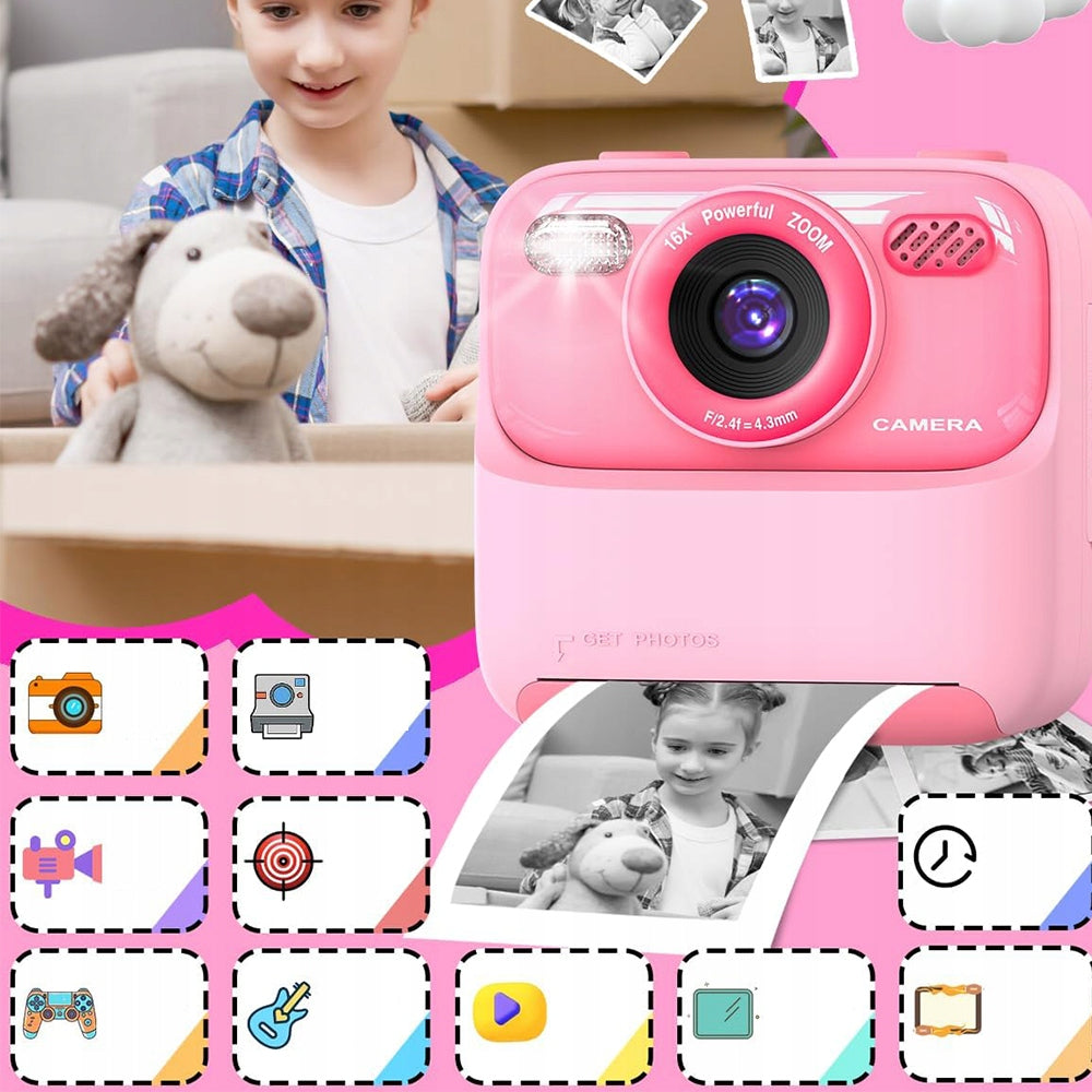 CHILDREN'S CAMERA THERMAL PRINTER WITH VIDEO RECORDING FUNCTION AND GAMES Model APARAT NATYCHMIASTOWY